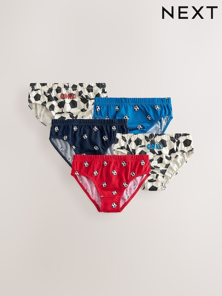 Rot/Blau, Fußball - 100% Cotton Printed Briefs 5 Pack (1.5-10yrs) (AA1141) | 11 € - 13 €