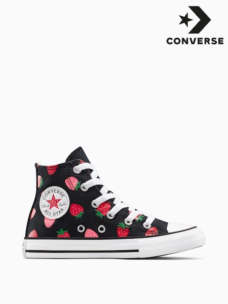 Converse Black Chuck Taylor All Star Strawberry High Top Trainers (AA1216) | €61