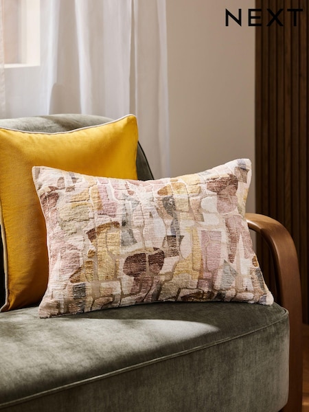Ochre Yellow 100% Cotton Ria 40 x 59cm Abstract Velvet Cushion (AA1363) | R$ 235