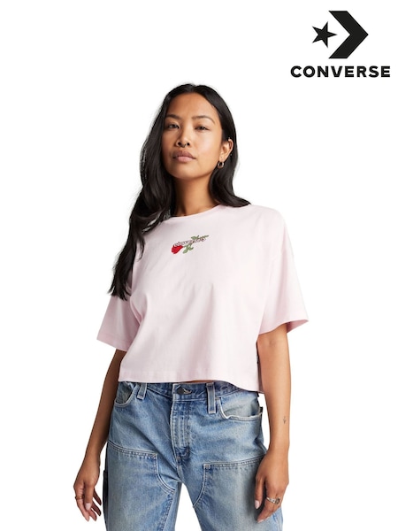 Converse Oversized Hearts Cropped T-shirt (AA1367) | ‏141‏₪