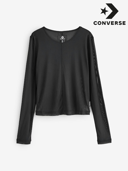 Converse Black Sheer Mesh Long Sleeve Top (AA1374) | R$ 275