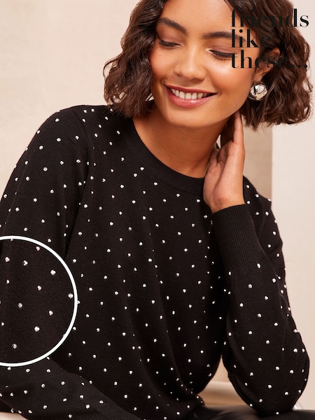 Friends Like These Black Hotfix Knit Jumper (AA1400) | €24