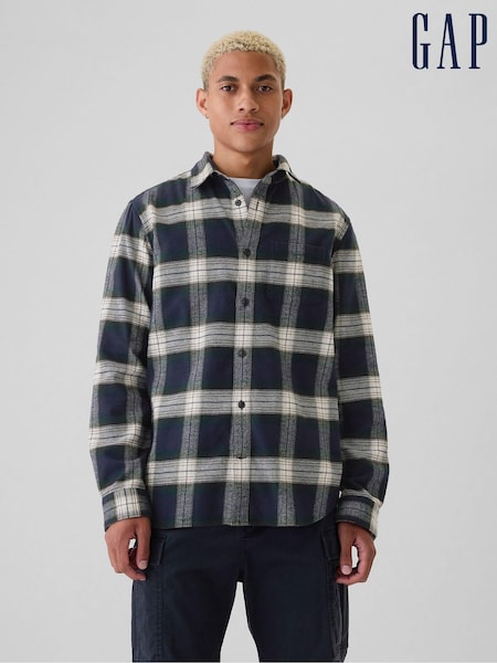 Gap Navy Blue Midweight Cotton Long Sleeve Flannel Shirt (AA1428) | €27