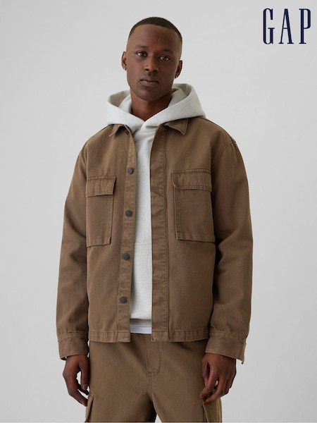 Gap Brown Denim Cargo Shirt Jacket (AA1436) | €72