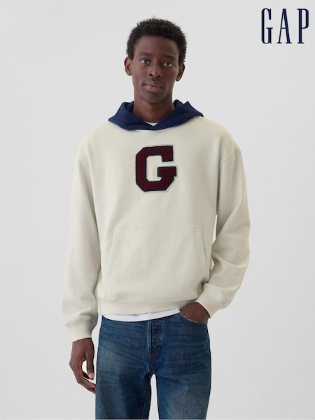 Gap Cream Heavyweight Colourblock Varsity Logo Hoodie (AA1448) | €27