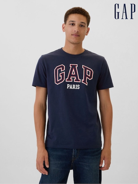 Gap Blue Paris Everyday Logo 100% Cotton Crew Neck Short Sleeve T-Shirt (AA1453) | €18