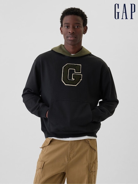 Gap Black Heavyweight Colourblock Varsity Logo Hoodie (AA1474) | €27