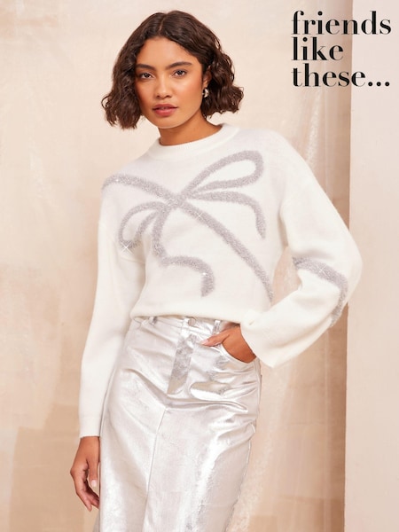Friends Like These Bow Front Crew Neck Jumper (AA1507) | 136 LEI