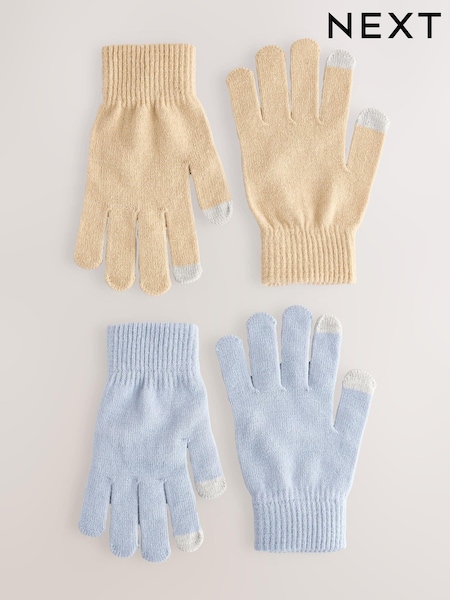 Blue/Ecru Magic Touchscreen Gloves 2 Pack (AA1529) | €7