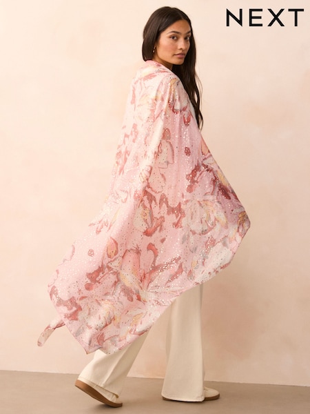 Pink Marble with Gold Foil Lightweight Scarf (AA1534) | $21