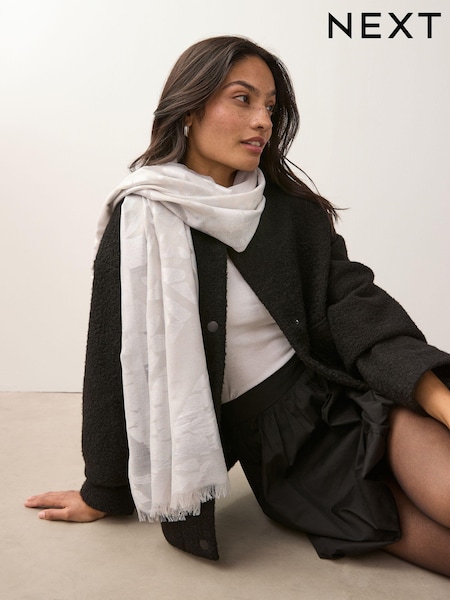 Grey Burnout Lightweight Scarf with Sparkle (AA1537) | 72 QAR