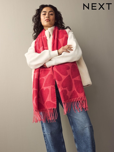Red/Pink Heart Midweight Scarf (AA1558) | €19