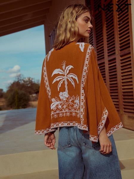 Rust Brown Short Kimono Cover-Up (AA1563) | €61