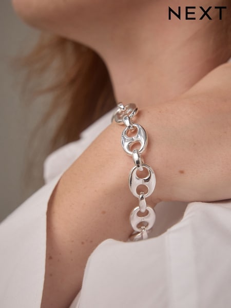 Silver Tone Coffee Bean Bracelet (AA1622) | €18