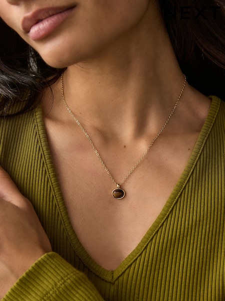 Gold Tone/Silver Tone Plated Semi Precious Stone Necklace (AA1624) | €22