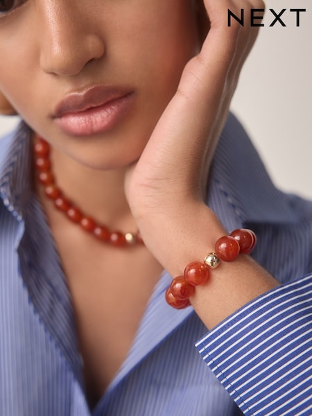 Red Beaded Bracelet Made With Semi Precious Stones (AA1625) | 2,295 ISK