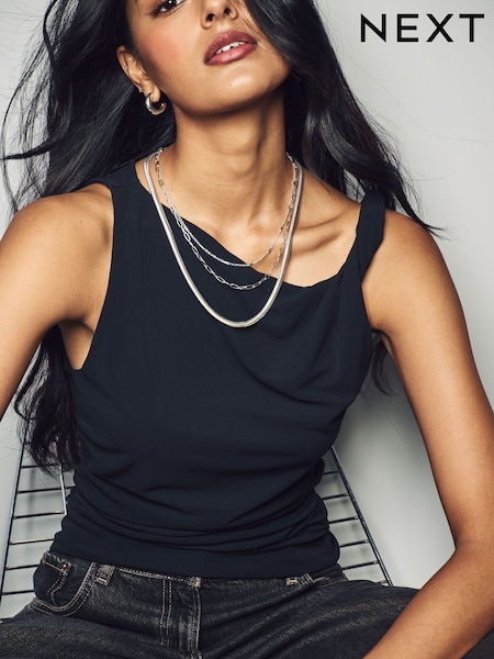Silver Tone 3 Layer Multi Chain Necklace (AA1635) | €14