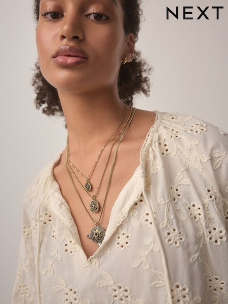 Gold Tone 3 Layer Coin Necklace (AA1636) | €23.50