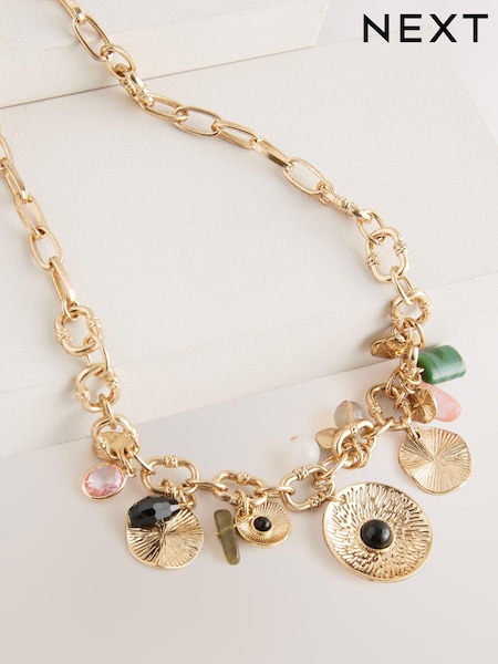Guld ton - Charm Necklace (AA1640) | kr260