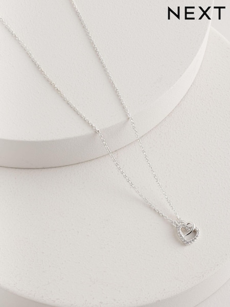 Silver Tone Heart Necklace (AA1646) | €17.50