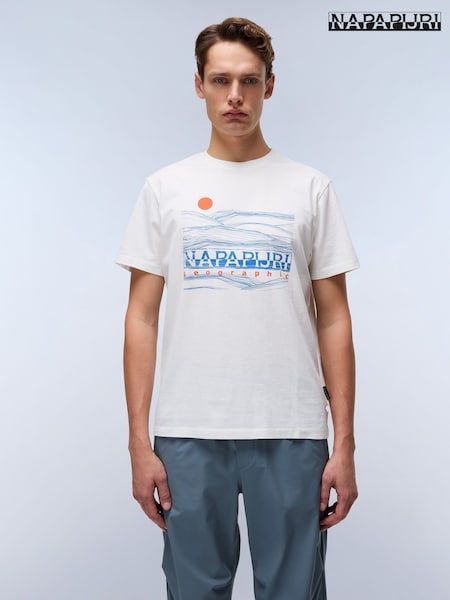 Napapijri Buti Short Sleeve 100% Cotton White T-Shirt (AA1721) | R$ 345