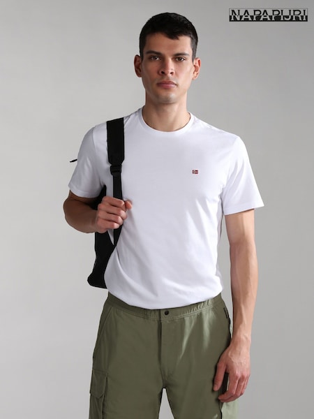 Napapijri 100% Cotton Salis Short Sleeve White T-shirt (AA1732) | ‏151‏₪