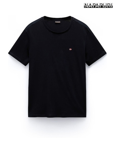 Napapijri 100% Cotton Salis Short Sleeve Black T-shirt (AA1770) | ‏151‏₪
