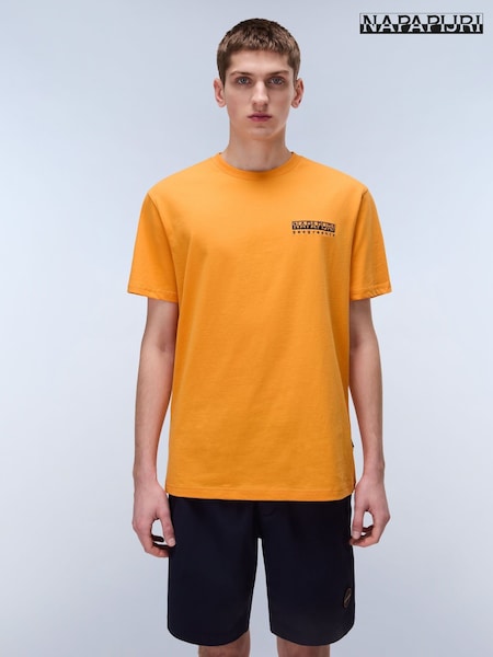 Napapijri Orange Vignoni Back Printed Short Sleeve 100% Cotton T-Shirt (AA1774) | €57