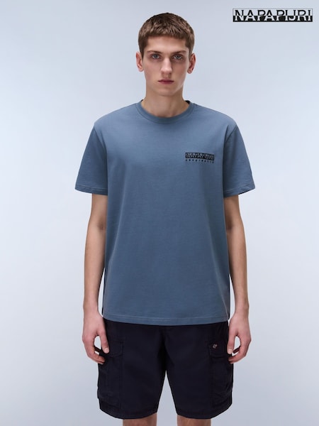 Napapijri Blue Vignoni Back Printed Short Sleeve 100% Cotton T-Shirt (AA1775) | €53