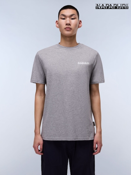 Napapijri Grey Dati Short Sleeve 100% Cotton T-Shirt (AA1781) | €40
