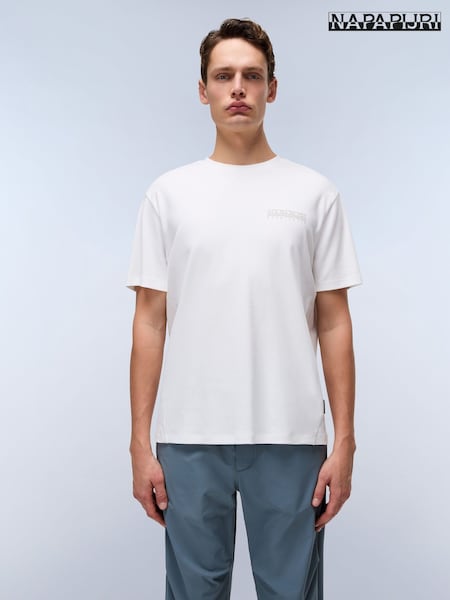 Napapijri Vanni Short Sleeves 100% Cotton White T-shirt (AA1800) | ‏201‏₪