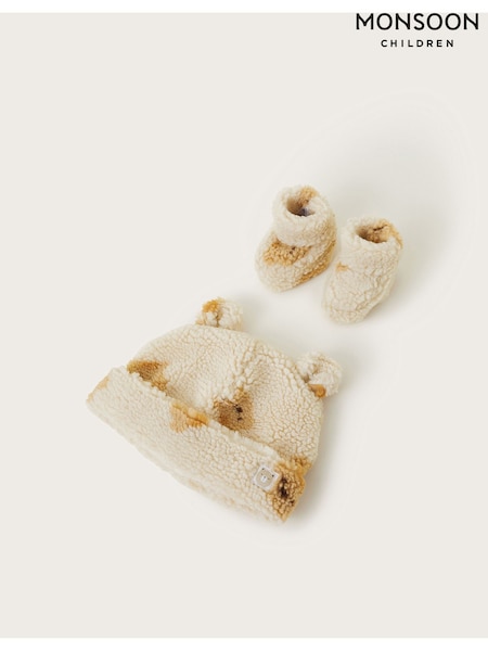 Monsoon Natural Natural Baby Fleece Bear Hat and Boot Set (AA1878) | €0