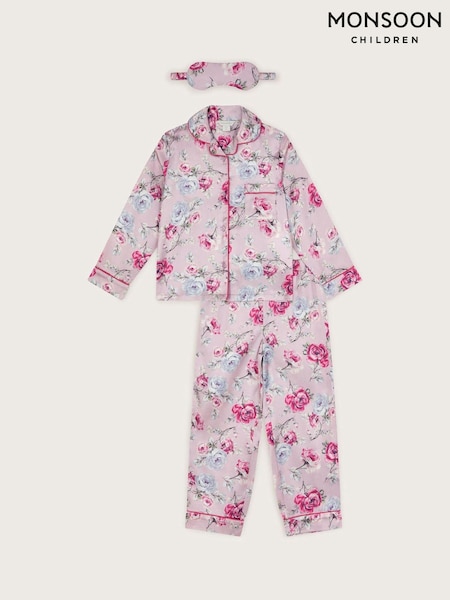 Monsoon Satin Rose Print Pyjama Set (AA1881) | €45 - €48