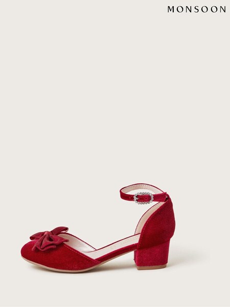 Monsoon Red Kali Velvet Two-Part Heels (AA1882) | €22 - €25