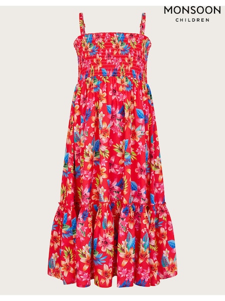 Monsoon Red Kendal Tropical Floral Dress (AA1884) | €32 - €36