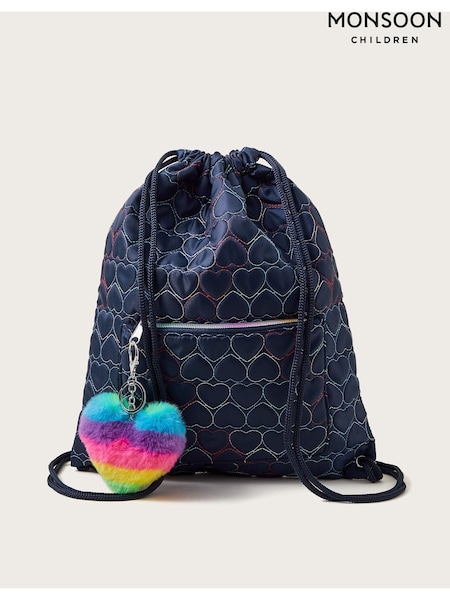 Monsoon Blue Quilted Heart Drawstring Bag (AA1887) | € 12