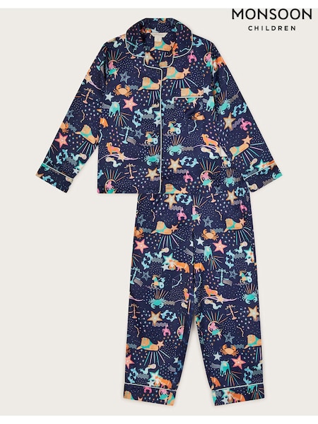Monsoon Zodiac Print Satin Pyjama Set (AA1893) | ‏225 ر.س.‏ - ‏239 ر.س.‏