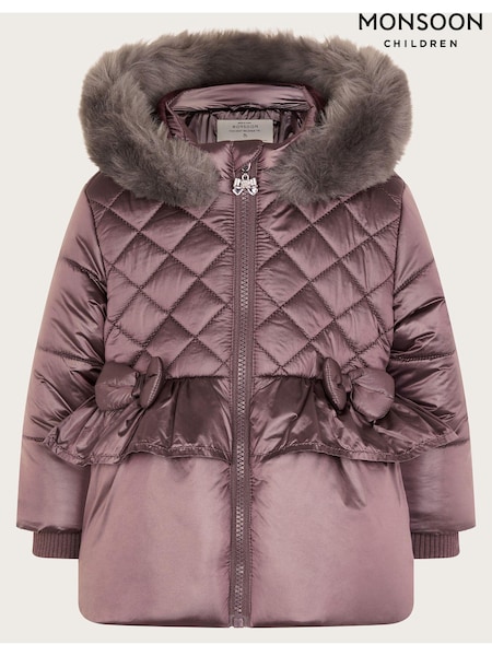 Monsoon Silver Baby Metallic Bow Padded Coat (AA1895) | ₪226 - ₪246