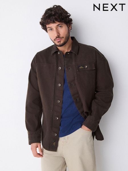 Brown Canvas Shacket 100% Cotton Overshirt (AA1933) | €64