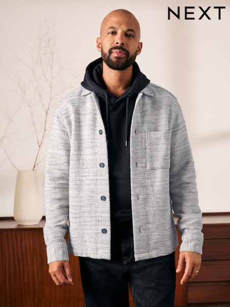 Blue 100% Cotton Textured Pattern Shacket (AA1940) | €55