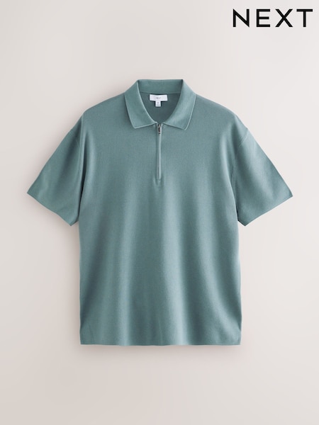 Синій - Чверть Zip - Сорочки поло Relaxed Fit Premium з коротким рукавом Knit Quarter Zip (AA1952) | 1 114 грн
