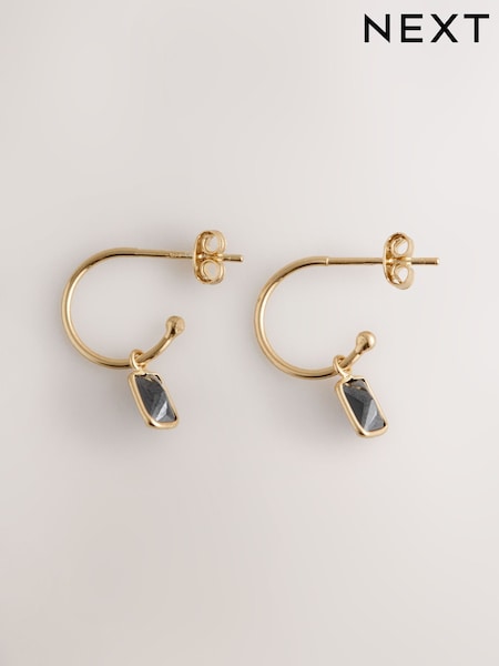 Gold Plated Sterling Silver Charm Hoop Earrings (AA2008) | 565 UAH