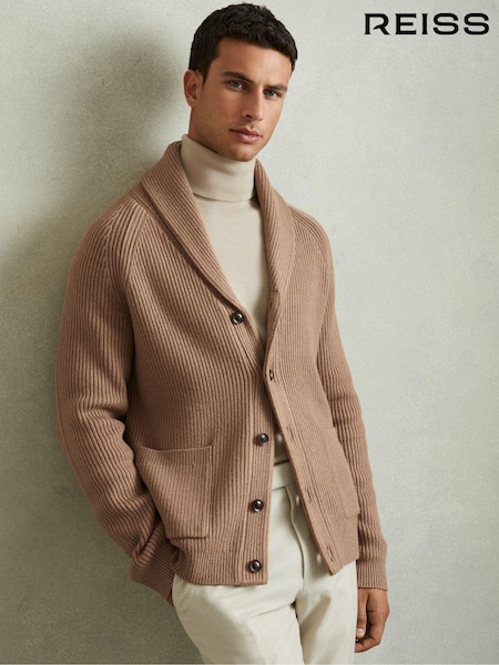 Reiss Winters Ribbed Shawl-Collar Cardigan with Cotton and Wool (AA2012) | € 195