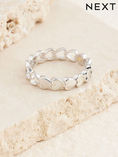 Sterling Silver Mother Of Pearl Heart Ring (AA2014) | €31.50