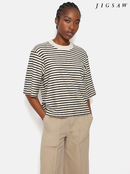 Jigsaw Blue Stripe Textured T-Shirt (AA2053) | €47.50