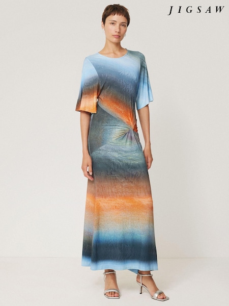 Jigsaw Blue Glazed Abstract Twist Dress (AA2056) | €102