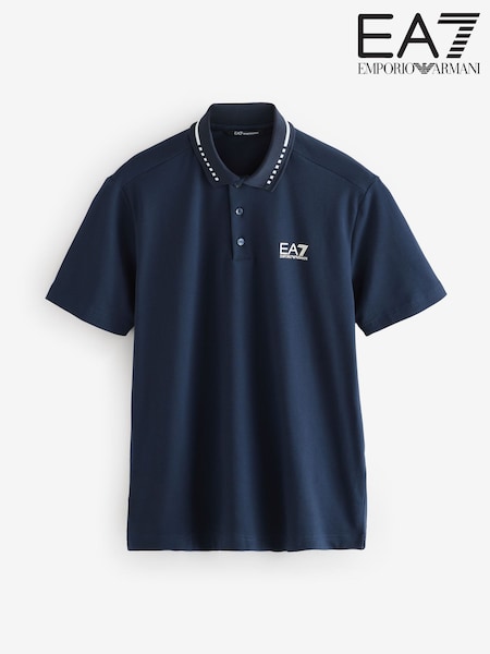 Голубой - Emporio Armani EA7 Logo Detail Polo Shirt (AA2158) | €113