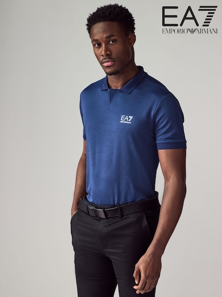 أزرق - Emporio Armani EA7 Classic Logo Polo Shirt (AA2168) | ‏305 د.إ.‏