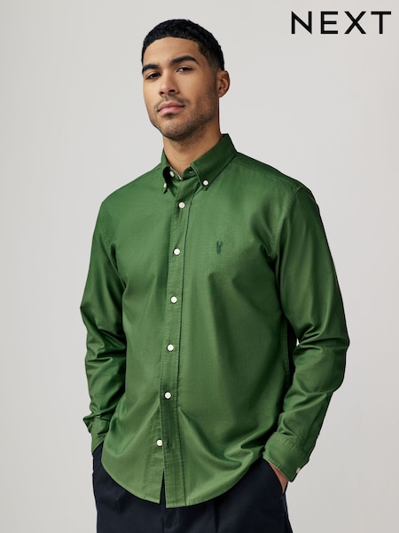 Green Regular Fit Long Sleeve Oxford Shirt (AA2173) | kr420