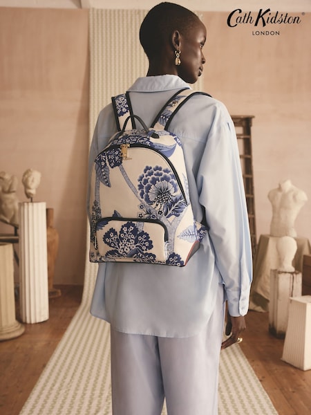 Cath Kidston Blue/White Floral Curve Backpack (AA2193) | ₪302
